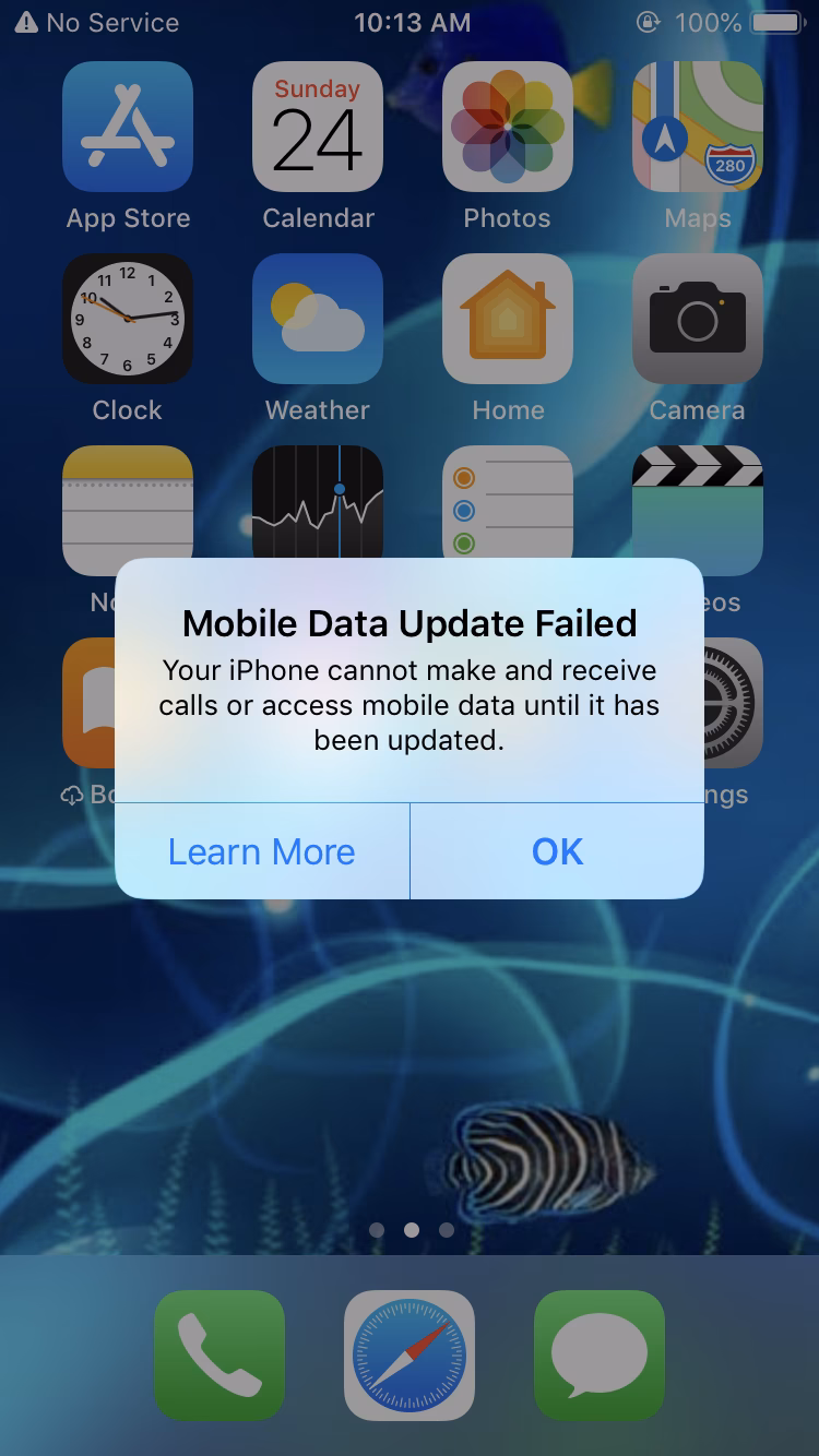 Why did my iPhone get error message'mobile data update failed'?