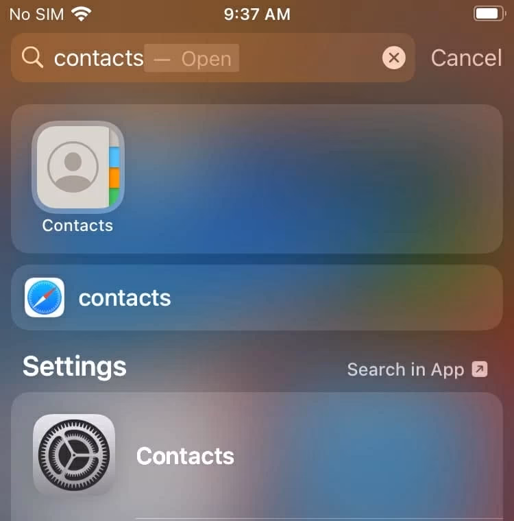 Why can't I find the contacts icon on my iPhone?