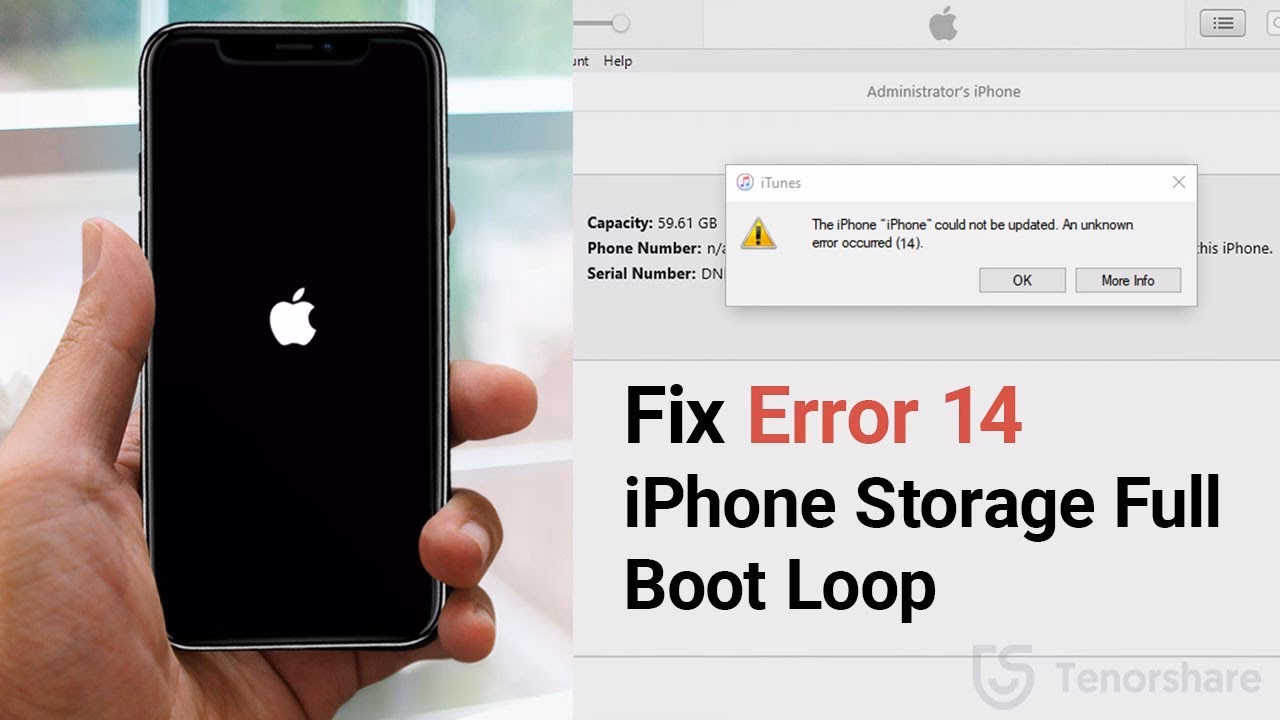 Why does error 14 appear when trying to update iOS devices?