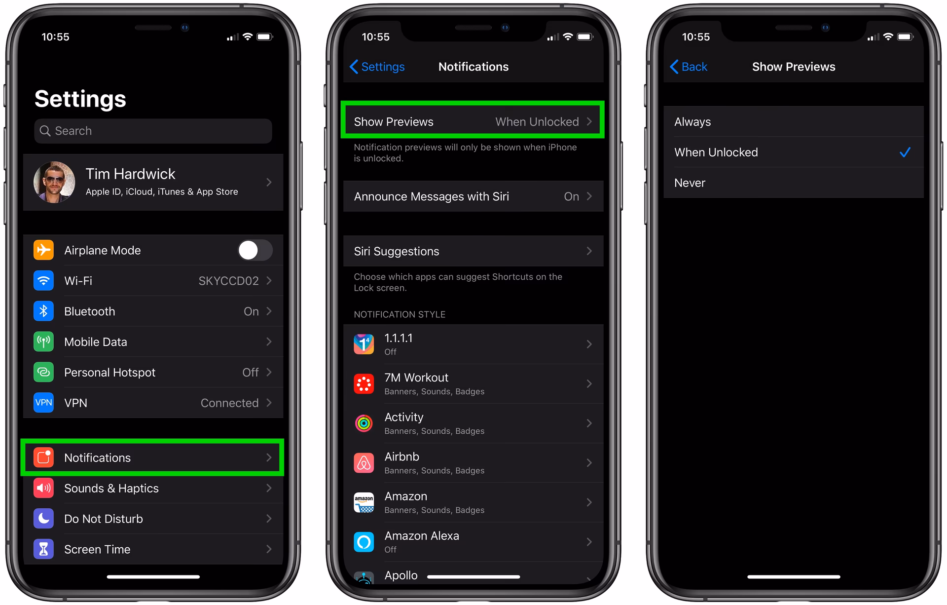 How to turn off message preview on iPhone?