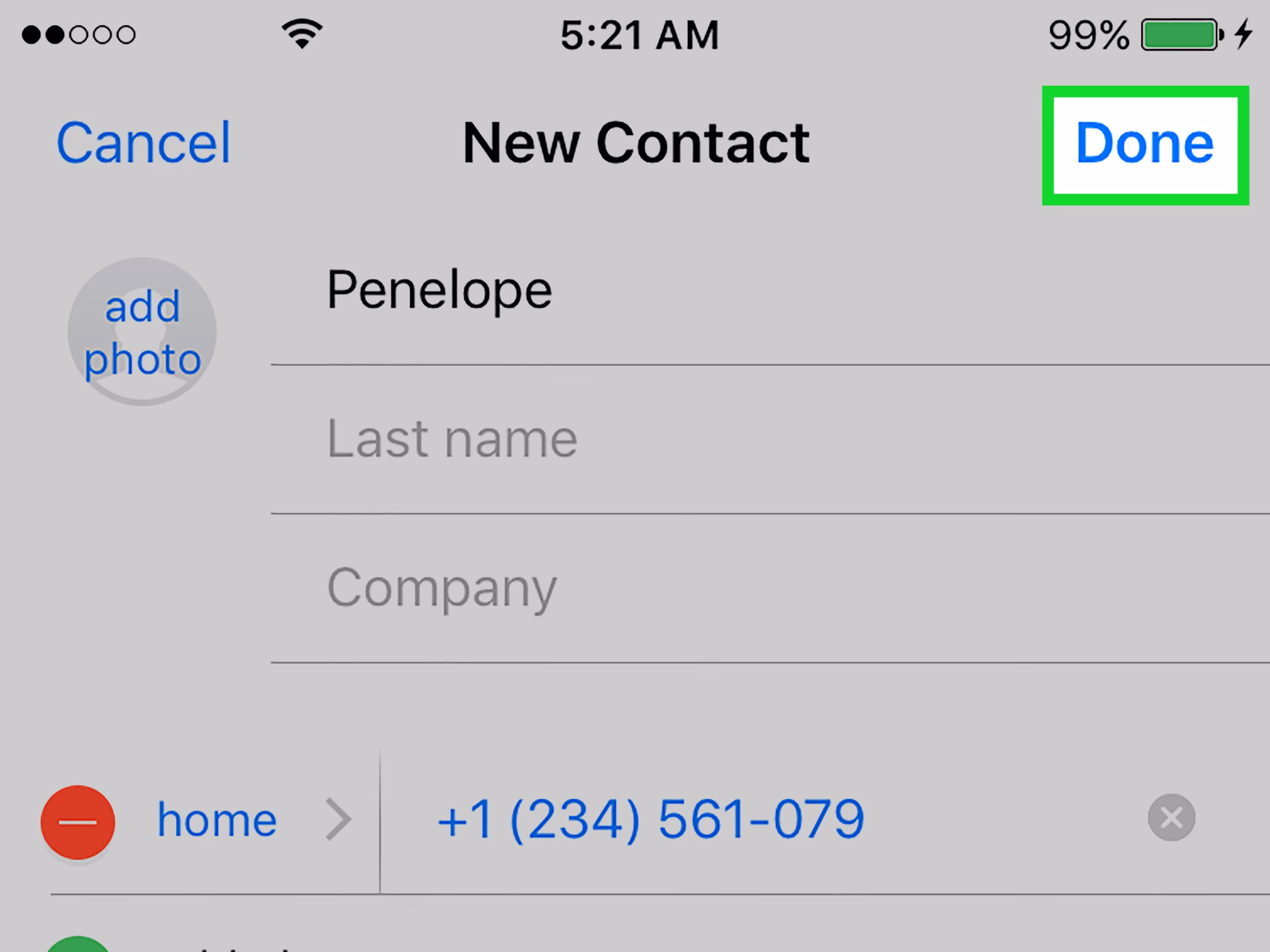 How do I add a phone number to a text message?