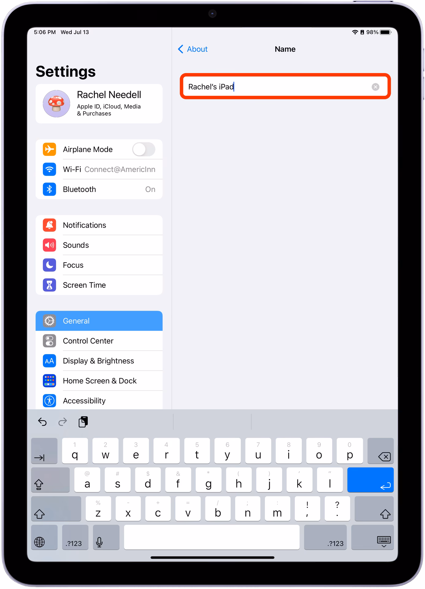 Do all Apple devices have the same airdrop name?