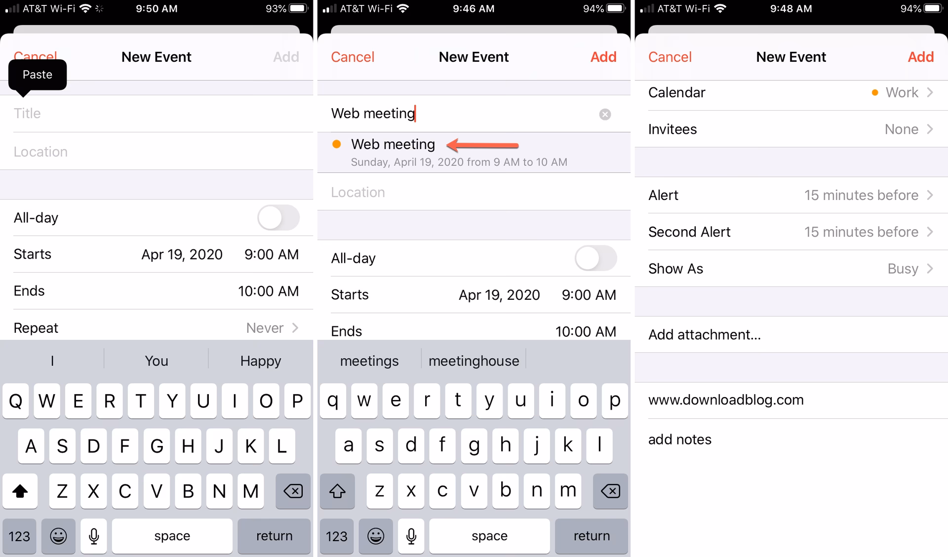 How to move events on iPhone & iPad?