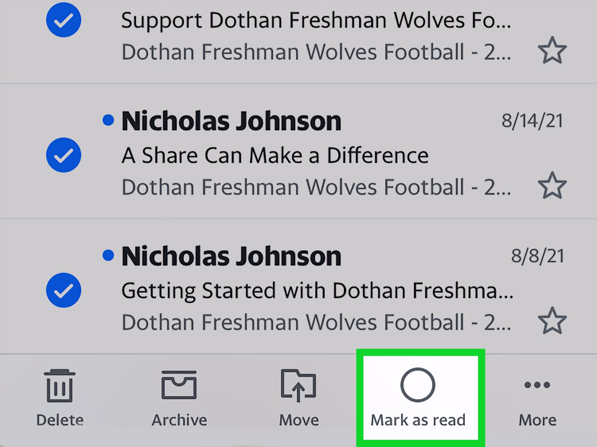 How do I mark all emails on my iPhone?