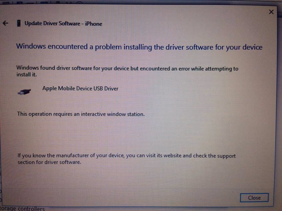 Why am I getting an iPhone driver error?