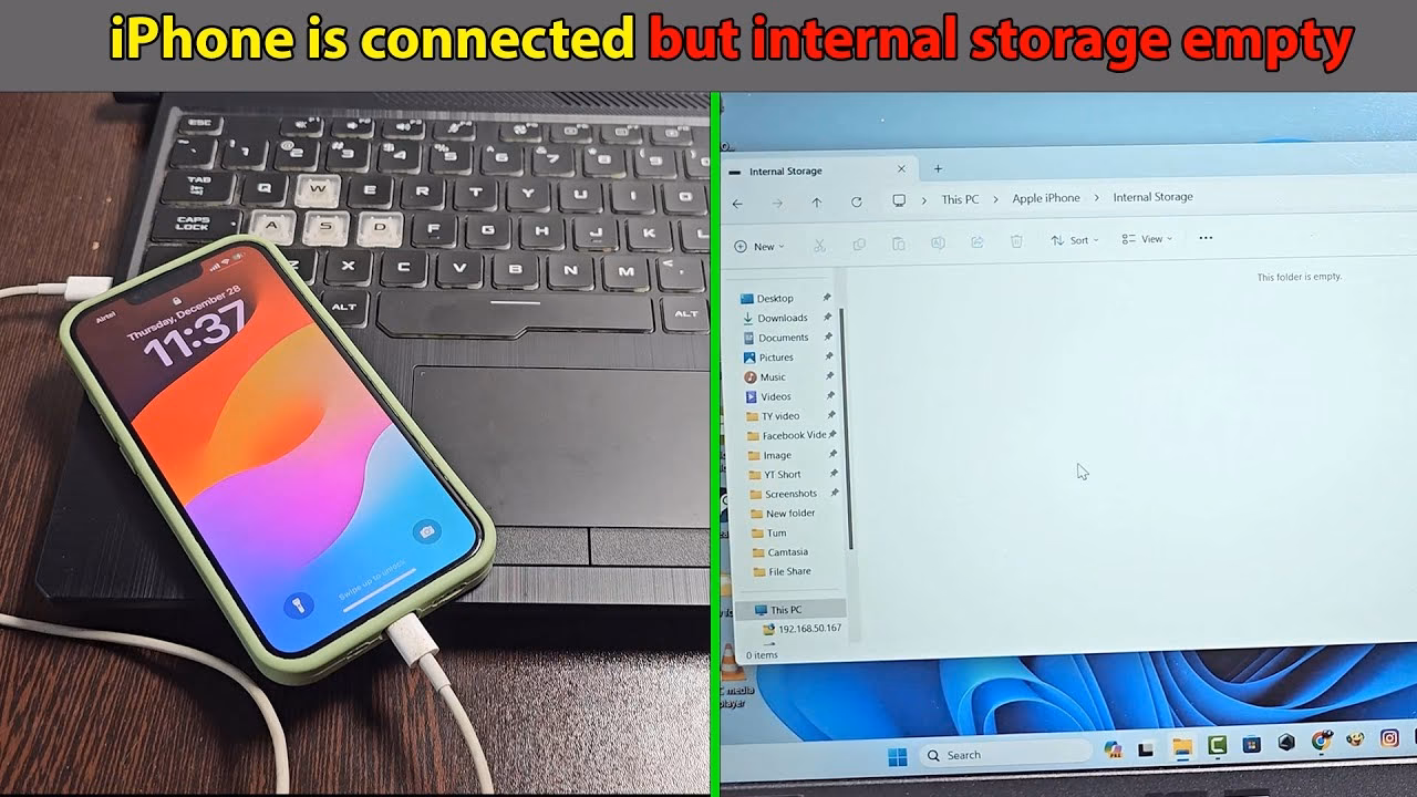 Why is my iPhone internal storage memory empty?