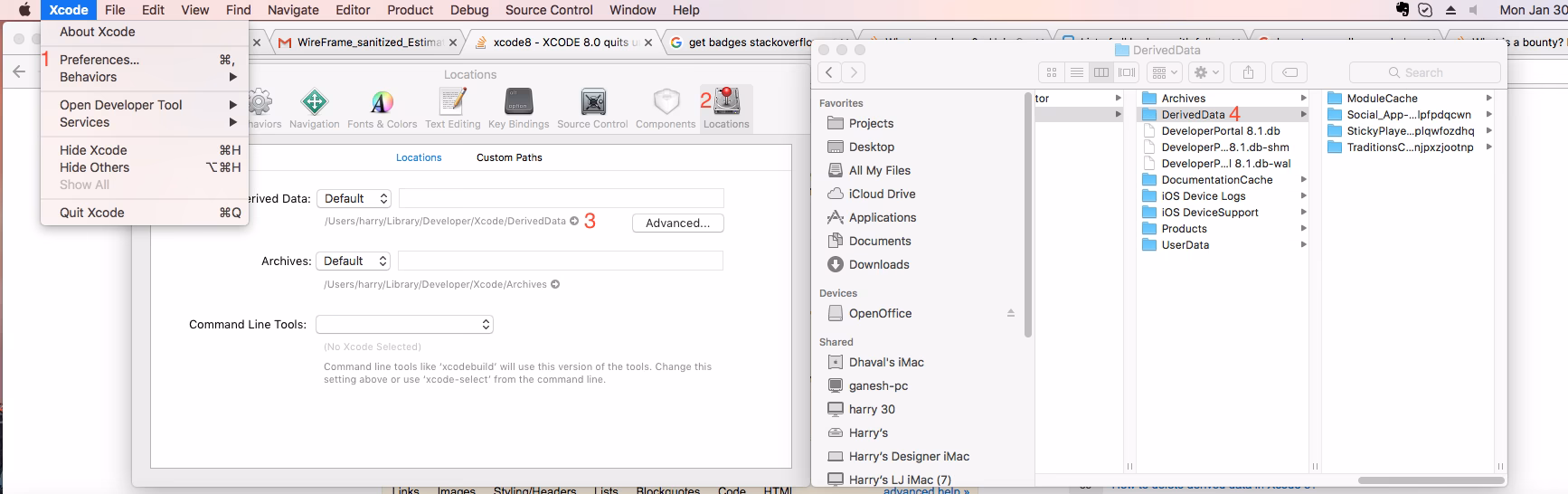 How to delete 'derived data' in Xcode?