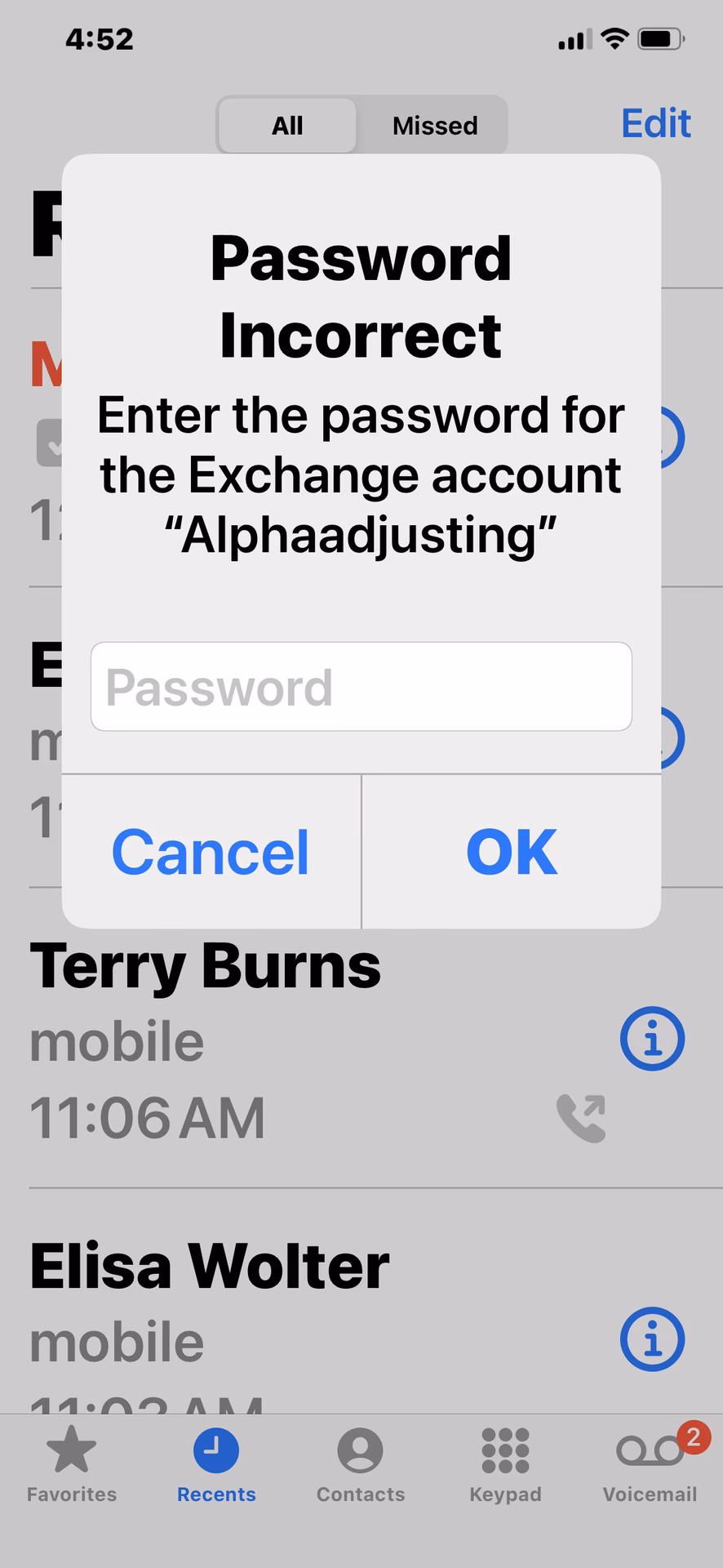 How do I fix iPhone mail asking for a password?