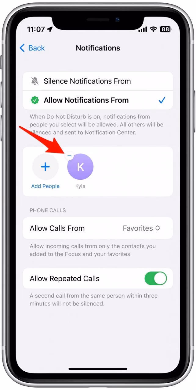 How do I remove a contact from a do not disturb list?