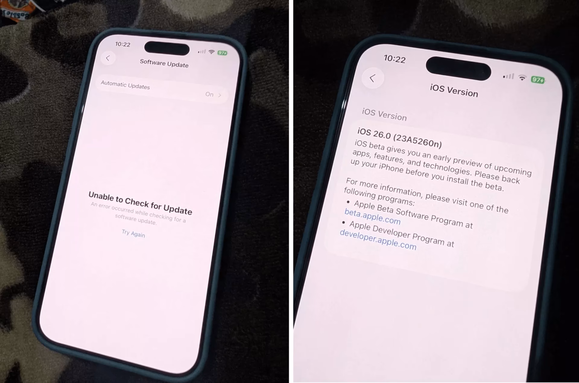 What is Apple support error 26?