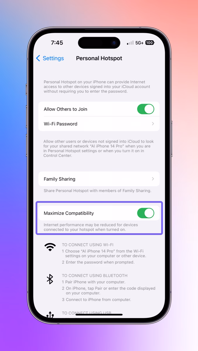 Does IOS 16 have a Personal Hotspot option?