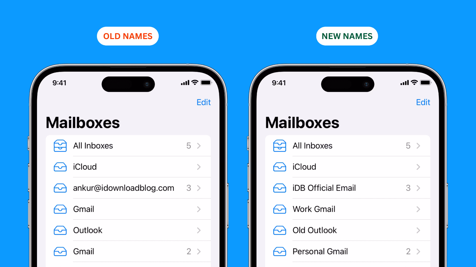 How do I change my default email on my iPhone?