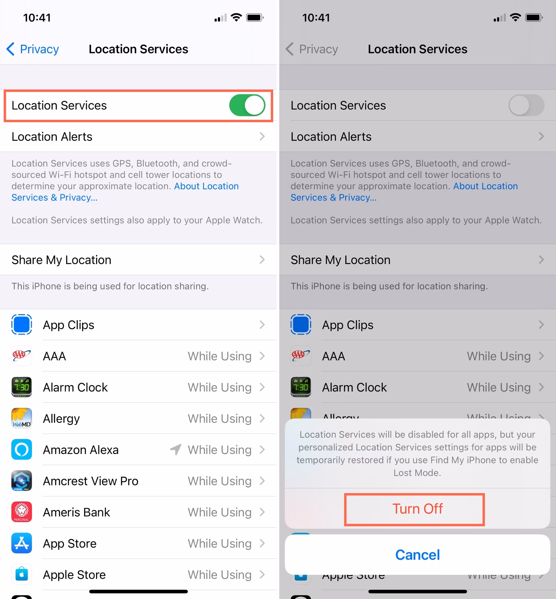 How do I stop sharing my location on iPhone?