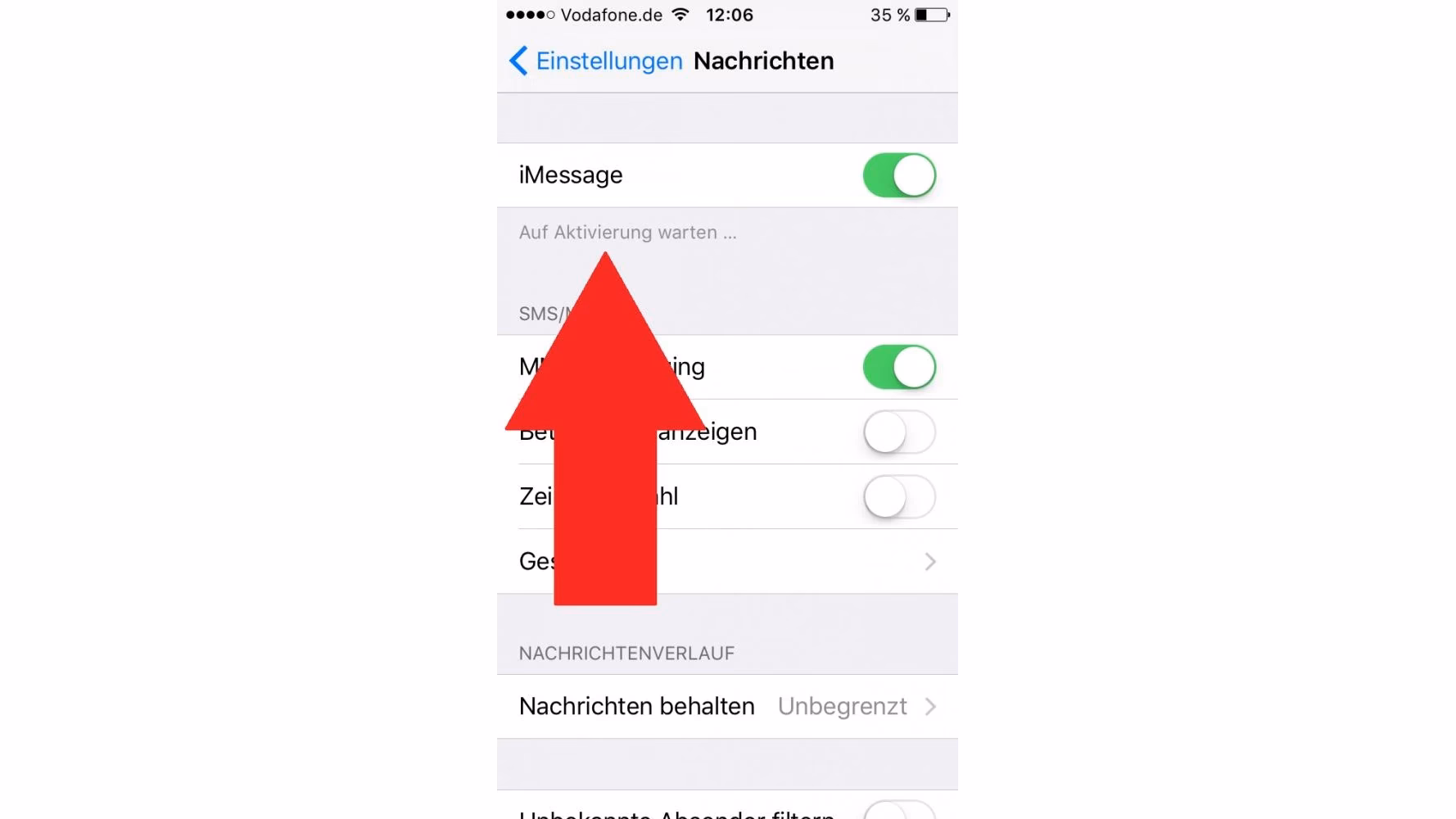 Warum wird mein iMessage nicht angezeigt?