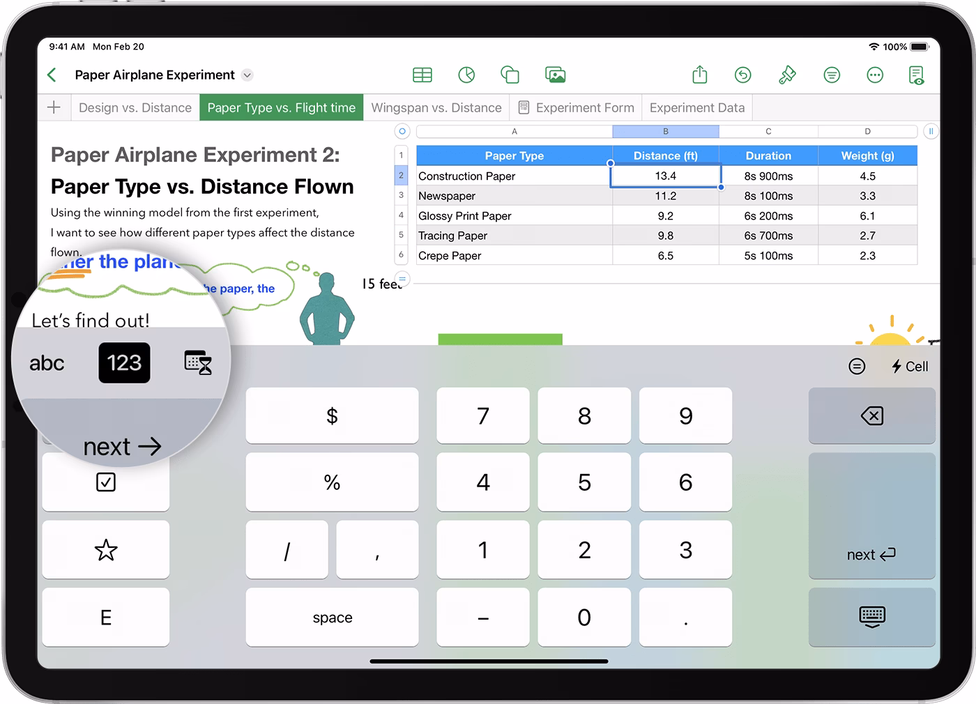 How to type numbers on iPad?