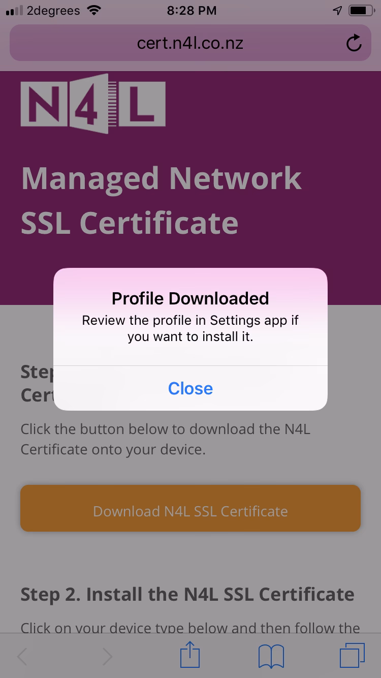 How do I install a certificate on my iOS device?