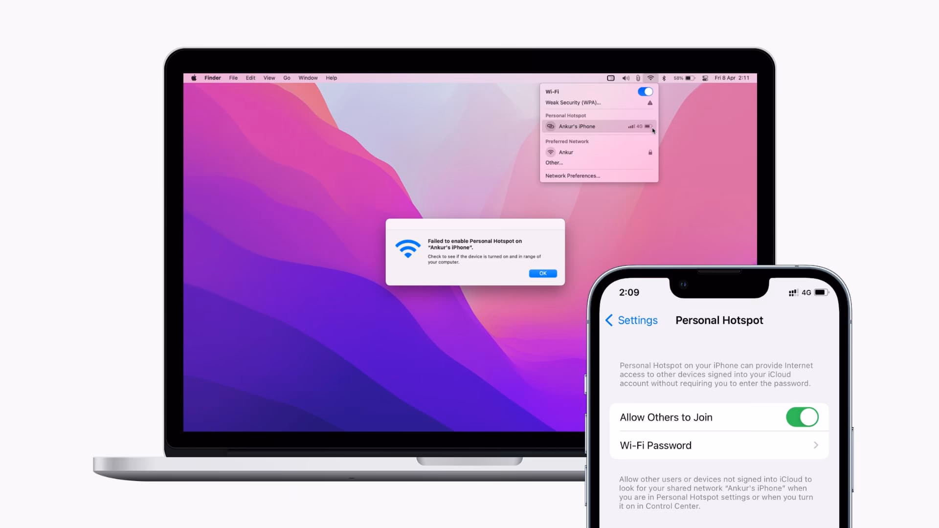 How do I share a Wi-Fi hotspot on a Mac?