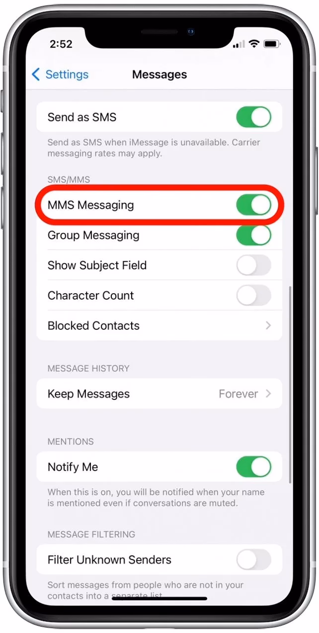 How to check if MMS is enabled on iPhone?