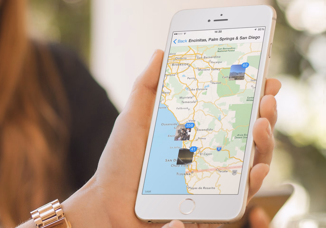 How do I see where I've taken pictures with my iPhone?