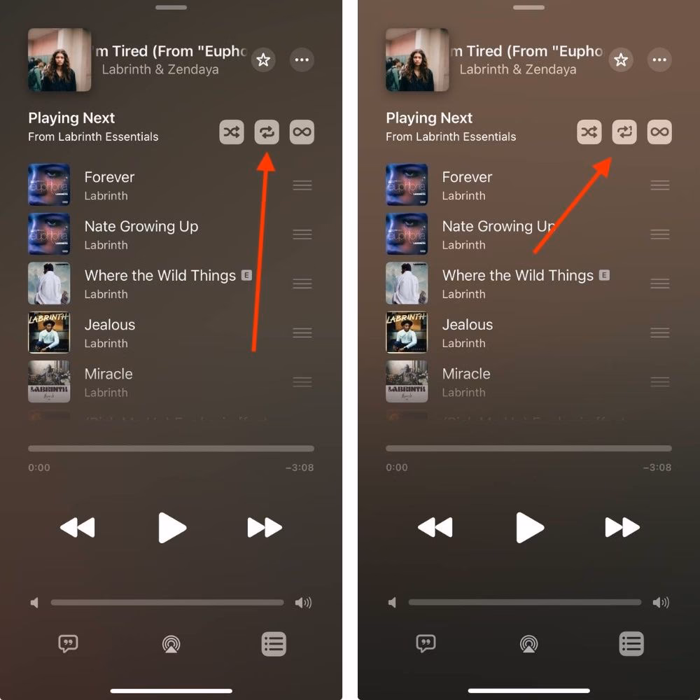 How do I repeat a song on Android?