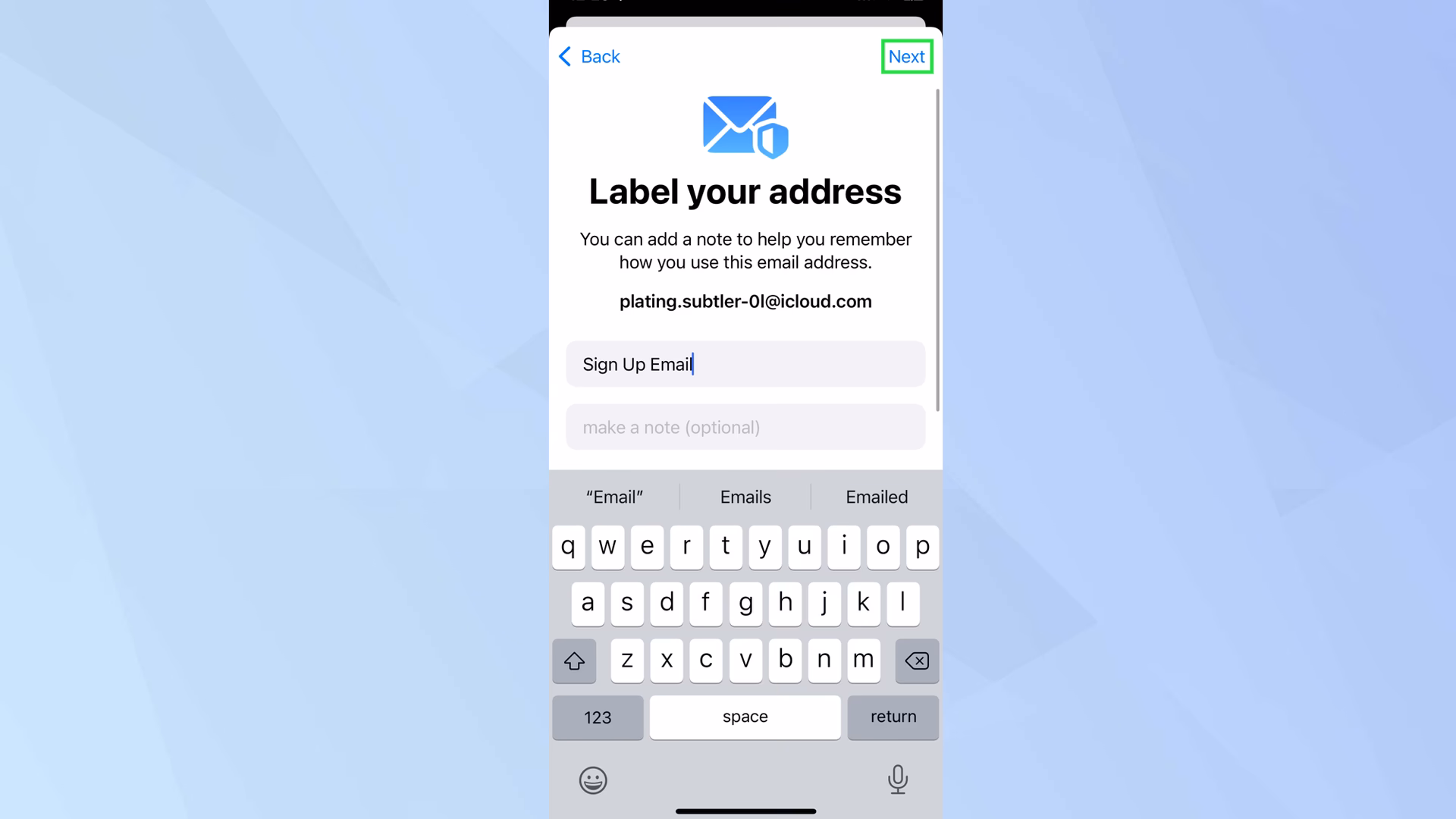 How to use email shortcut on iPhone?
