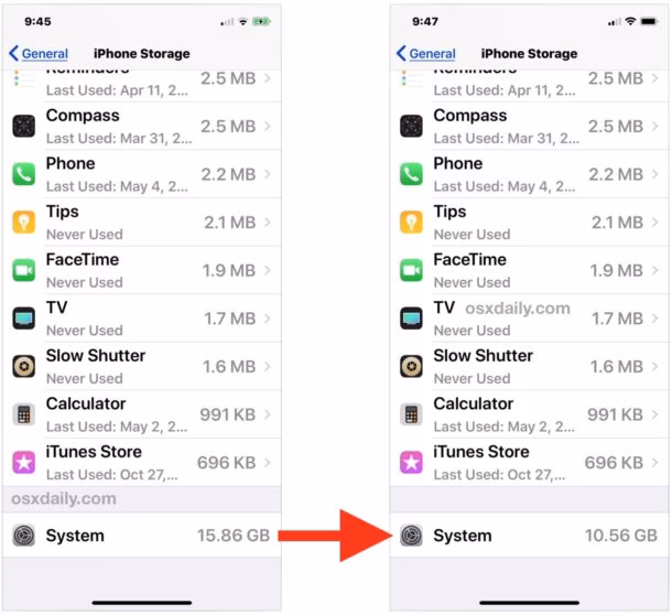 How to clear system storage on an iPhone?