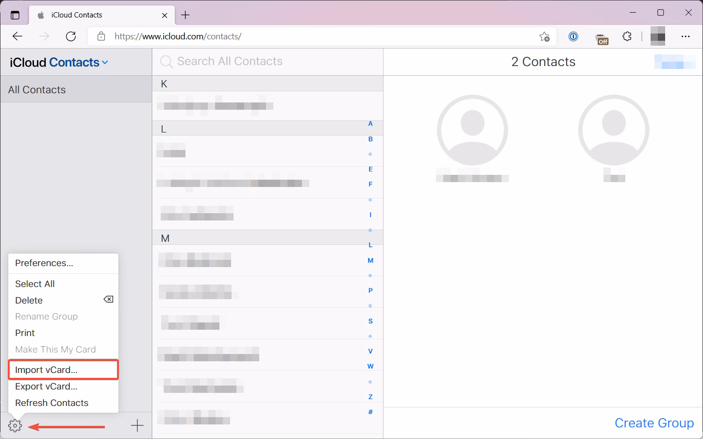 How do I import contacts from exchange to iCloud?