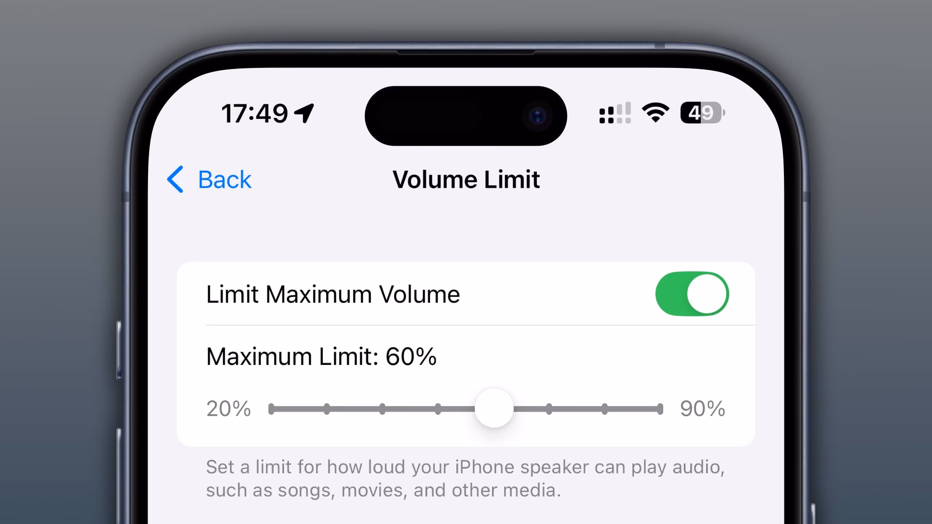 Can I cap my iPhone's maximum volume level for a stereo speaker?