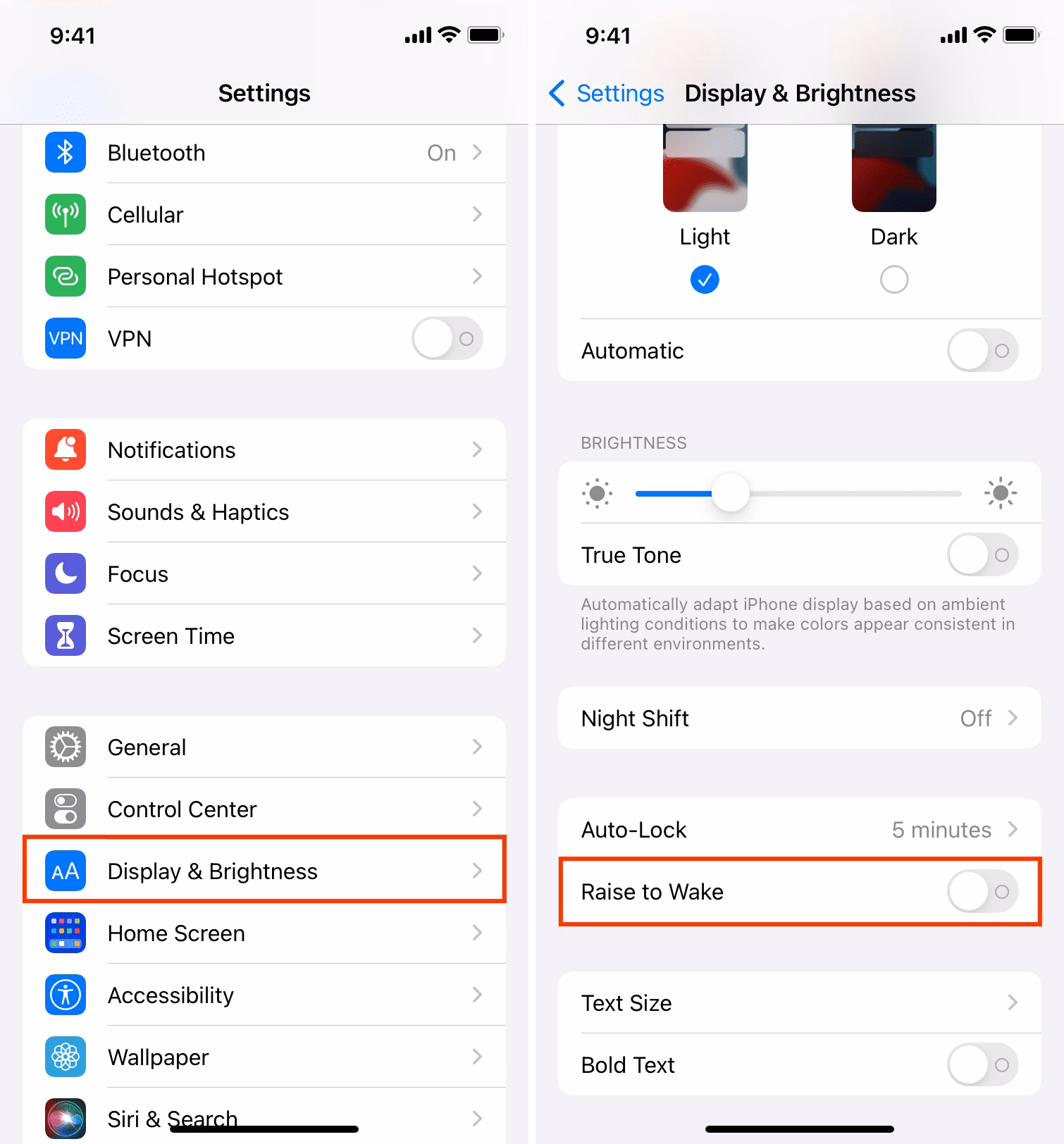 How do I Turn Off motion to wake on my iPhone?