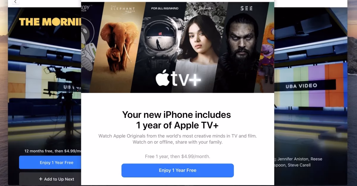 Does Apple TV Plus get free if you buy a device?