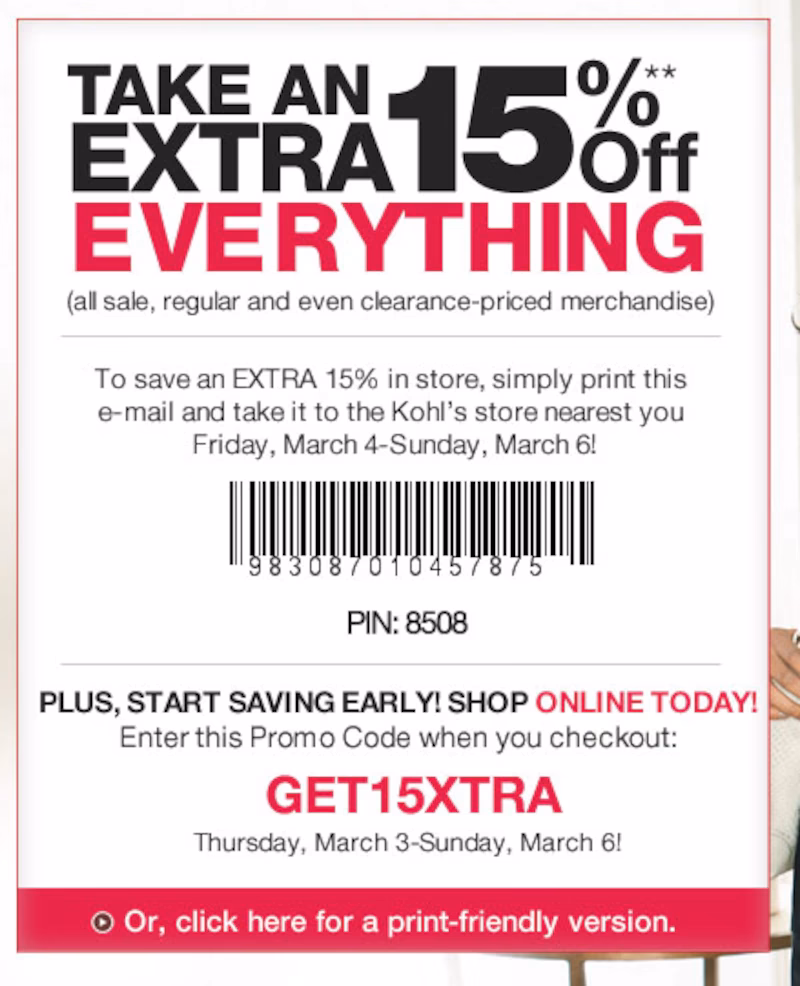 Does Kohl's offer a 15% discount?