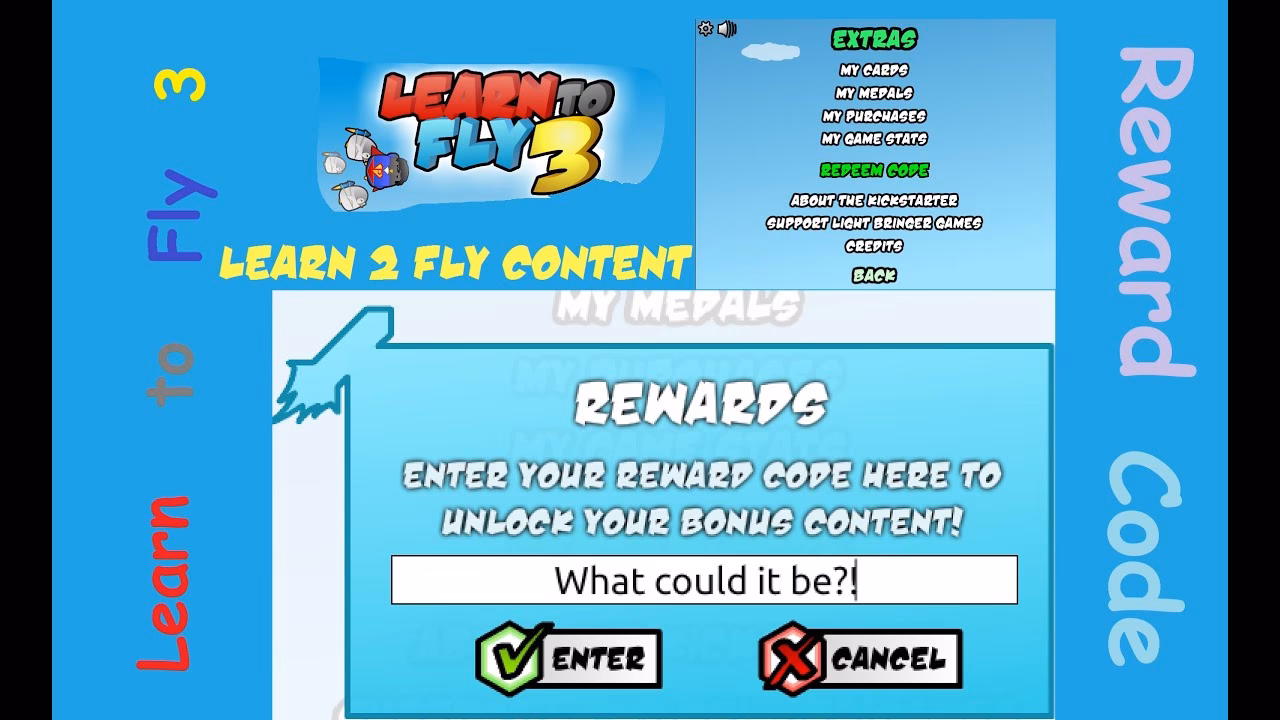 How to use codes in learn to fly 3?