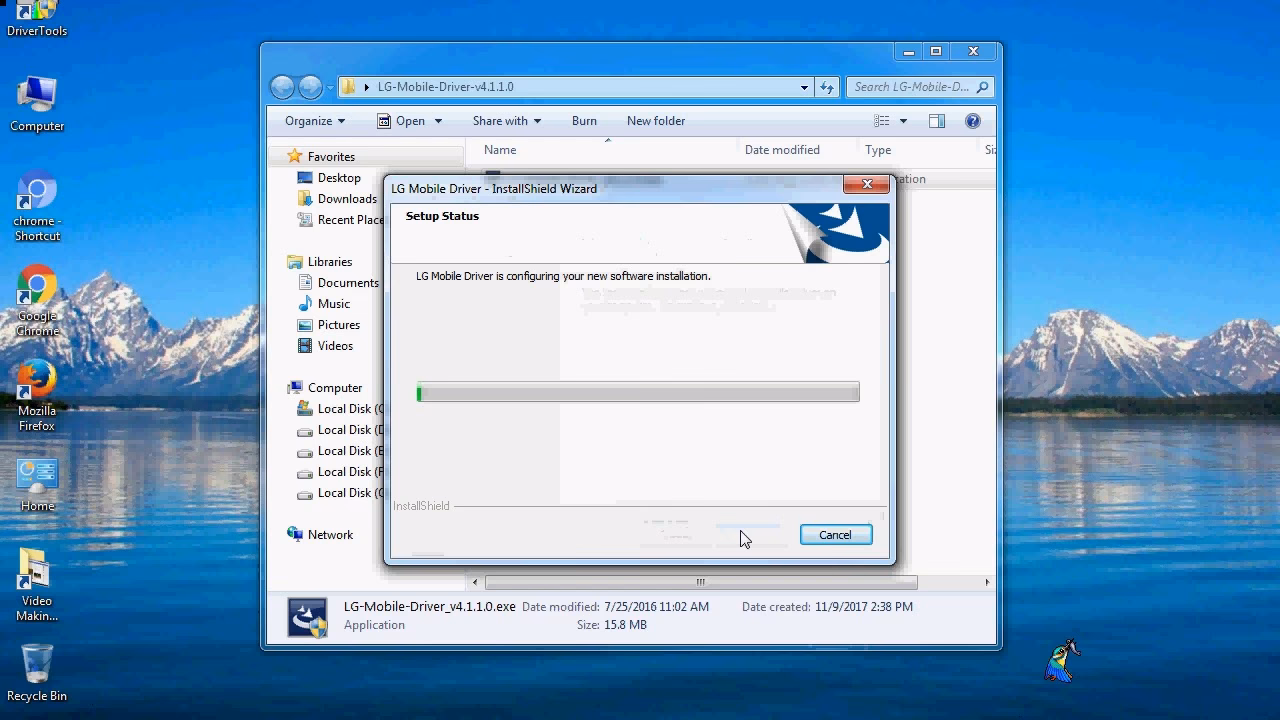 What version of Windows does LG Mobile driver run on?
