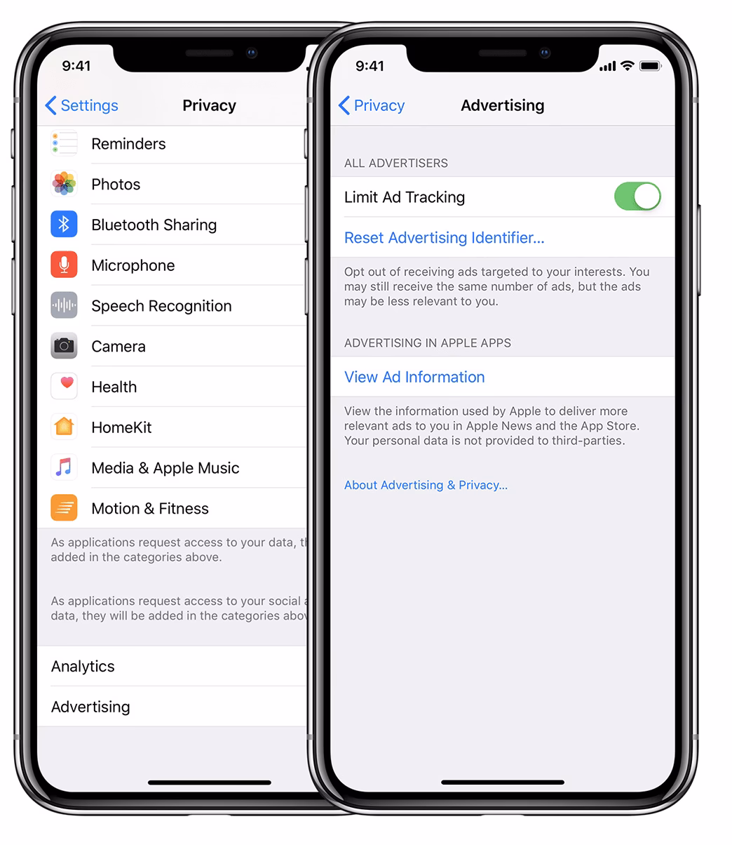 How to limit ad tracking in Apple apps?