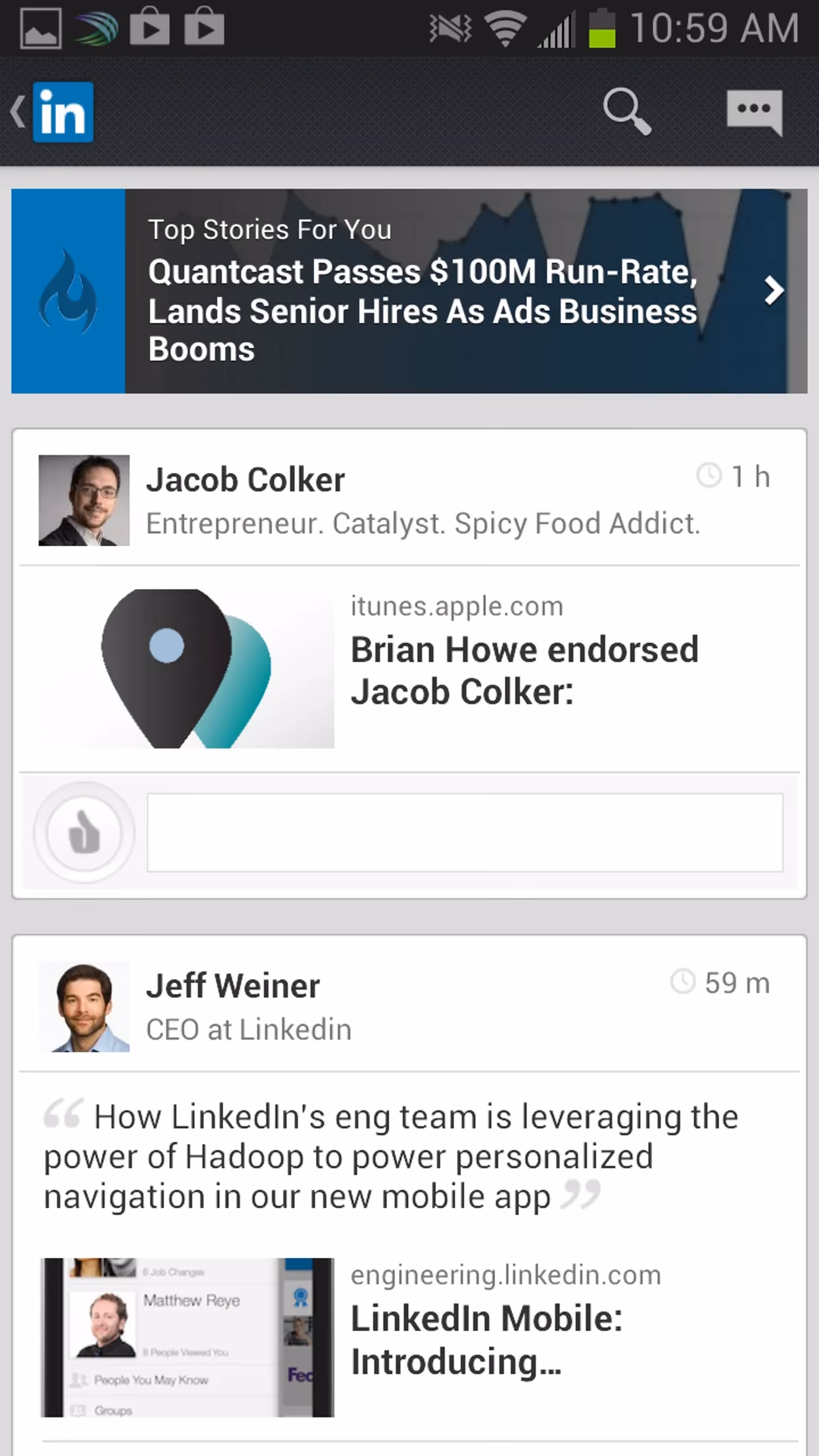 How do I know if LinkedIn is installed on my mobile device?