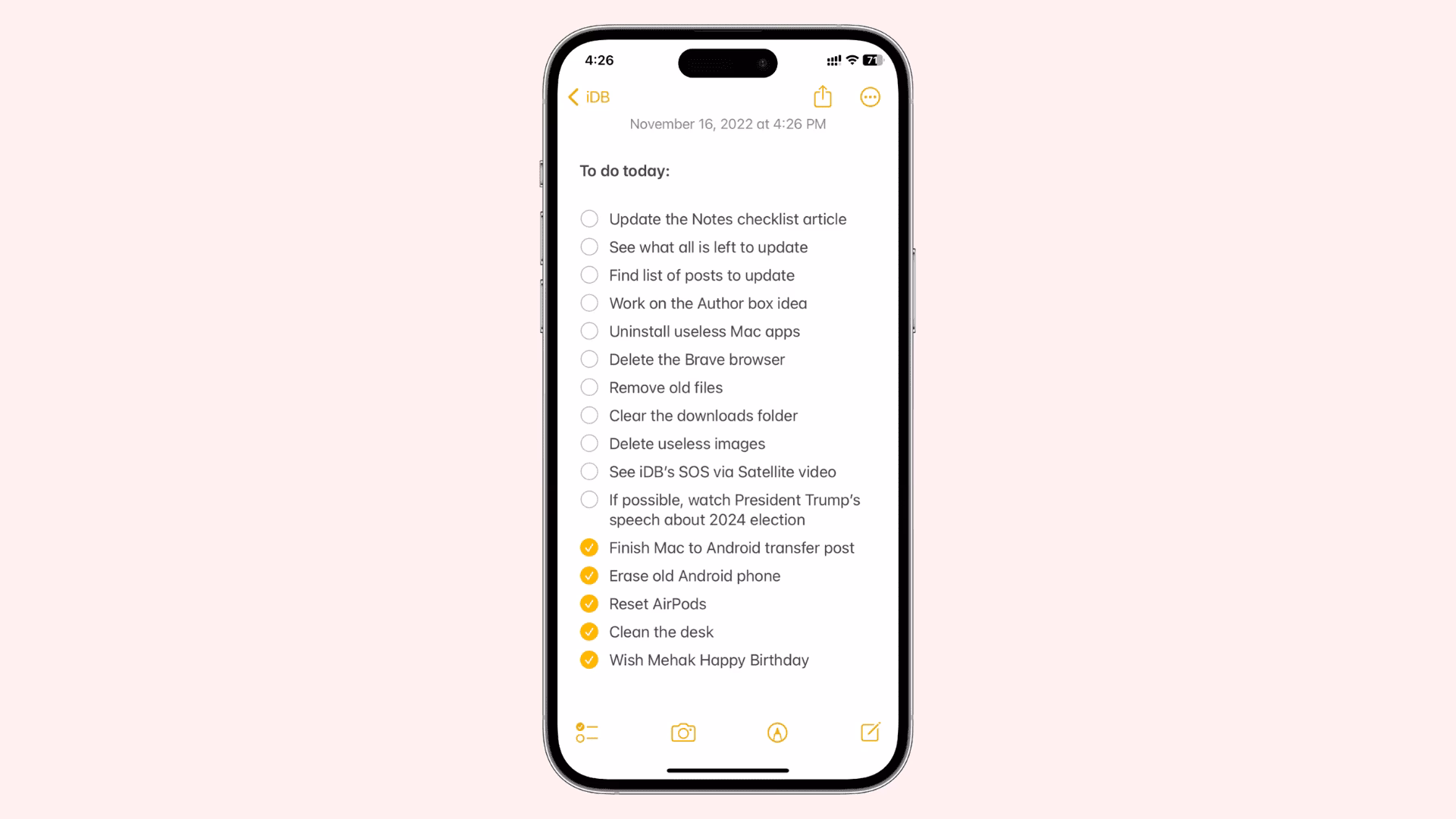 How do I create a to-do list on my iPhone?