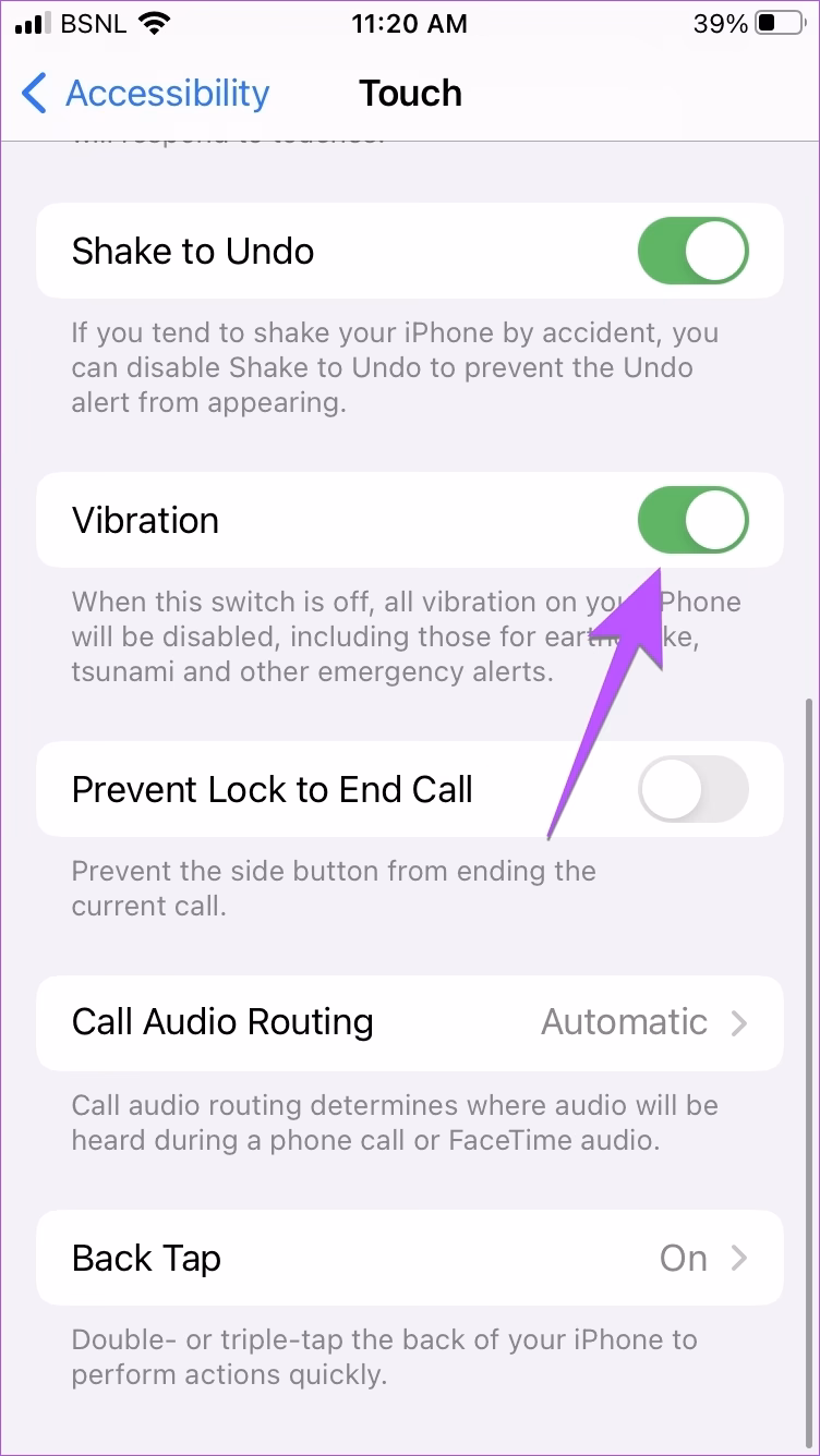 How do I turn off vibration on my iPhone?