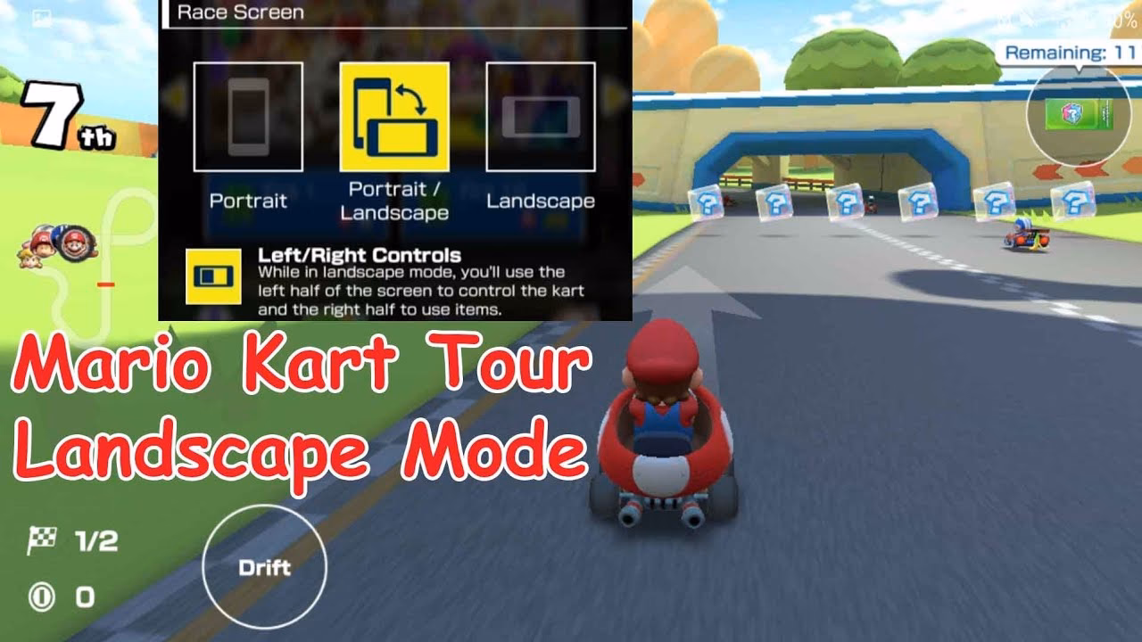 Does Mario Kart Tour have landscape mode?