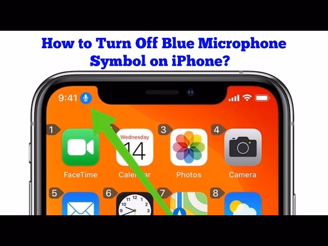 Why does my iPhone have a BLUE microphone icon?