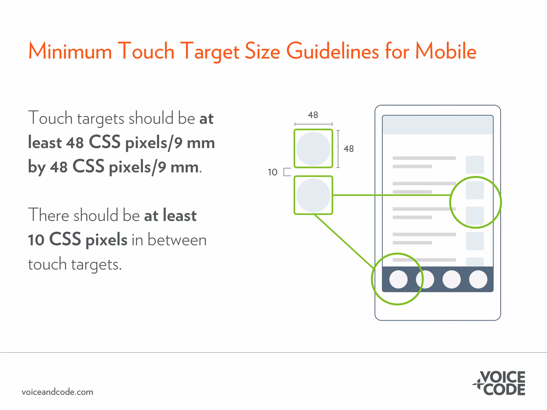 What is the recommended size for a touch button?