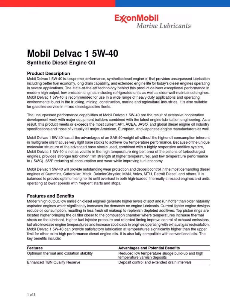 What is Mobil Delvac 1 SHC 5W-40?