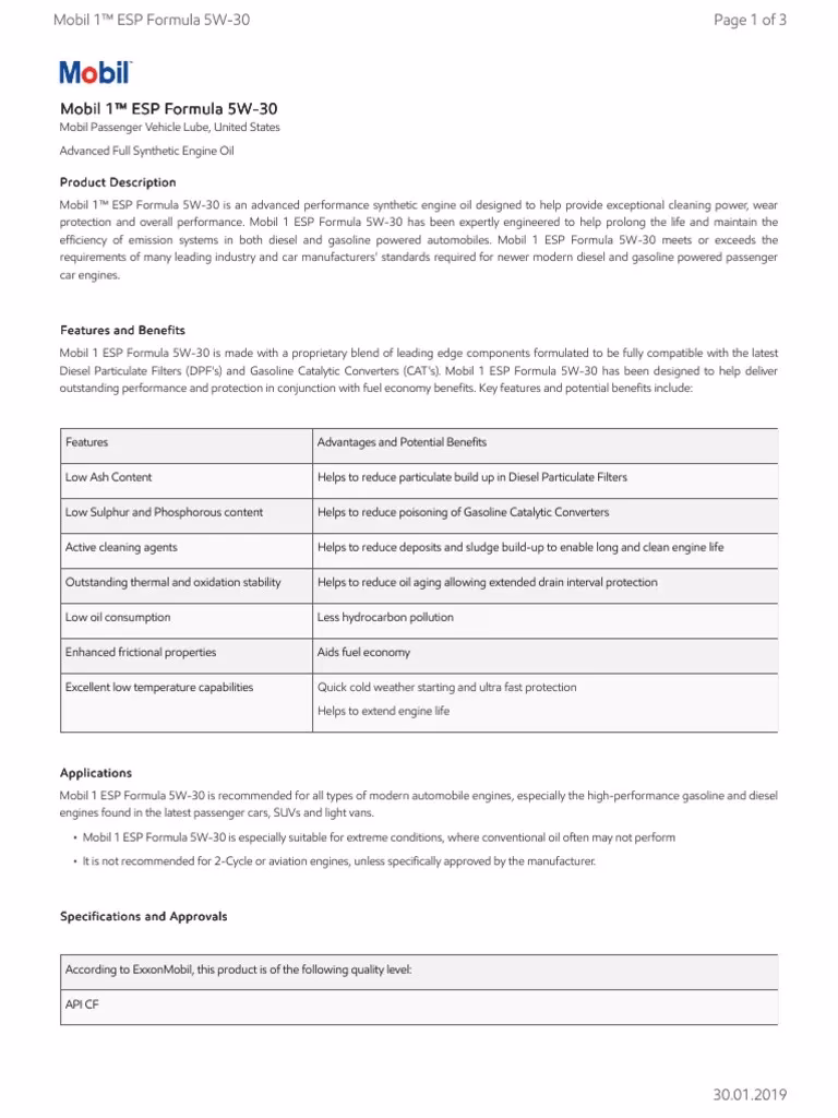 What is Mobil 1 ESP 5W-30?