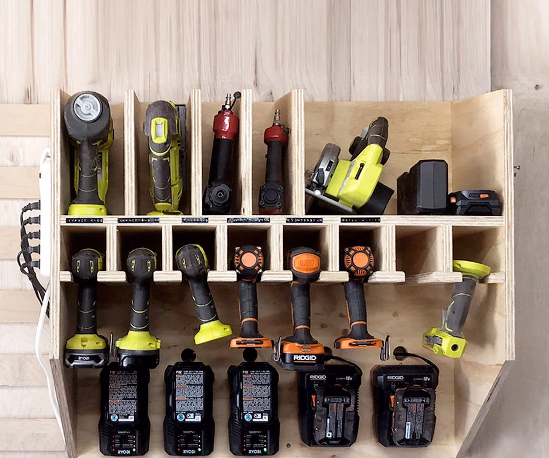 How do you attach a back to a drill charging station?