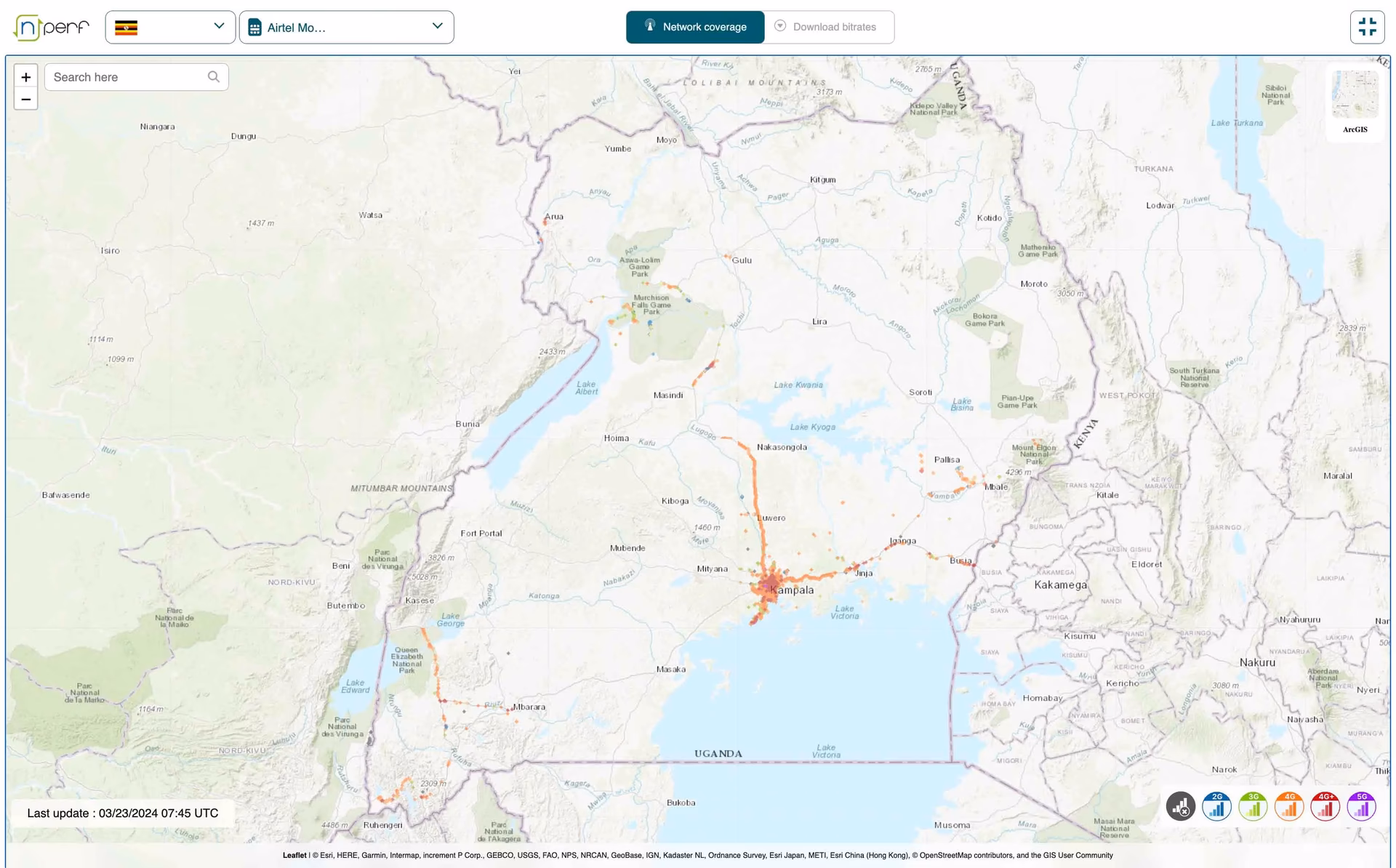 What mobile networks are covered in Kampala?