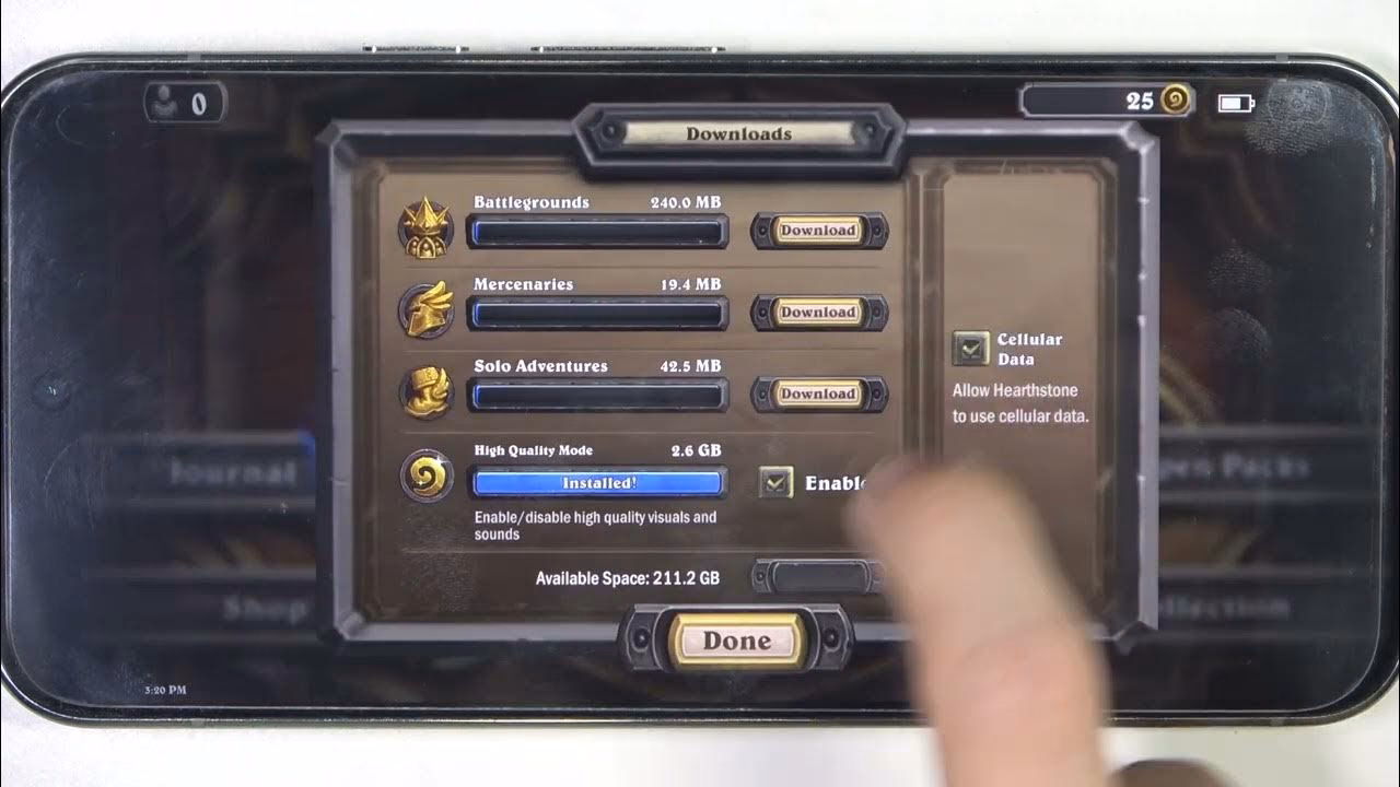 How much data does Hearthstone take up?