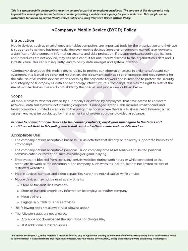 Where can I find free mobile device policy templates?