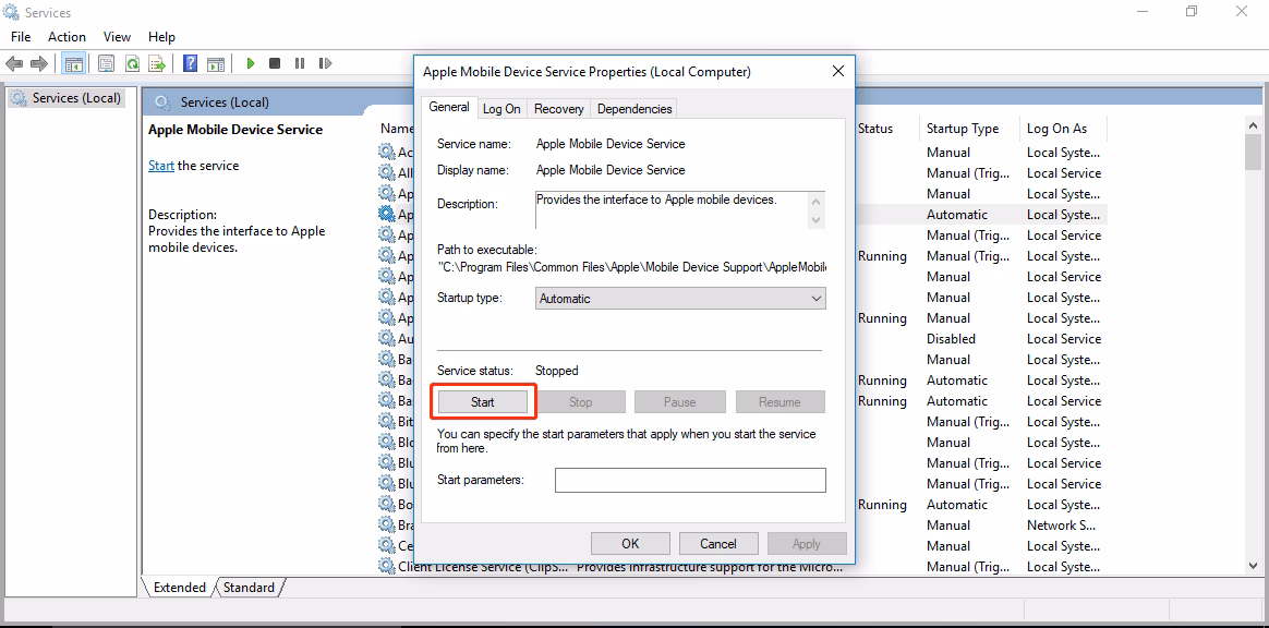 How do I fix Apple mobile device support error?