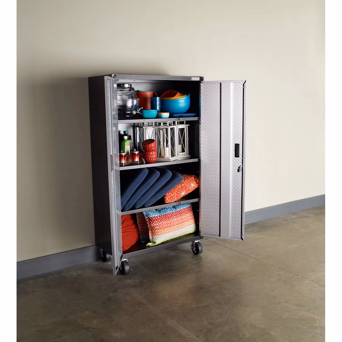 What can you store in a garage storage cabinet?