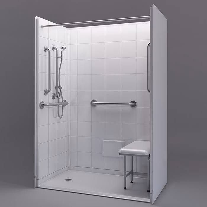 What should be repaired before installing a new shower stall?