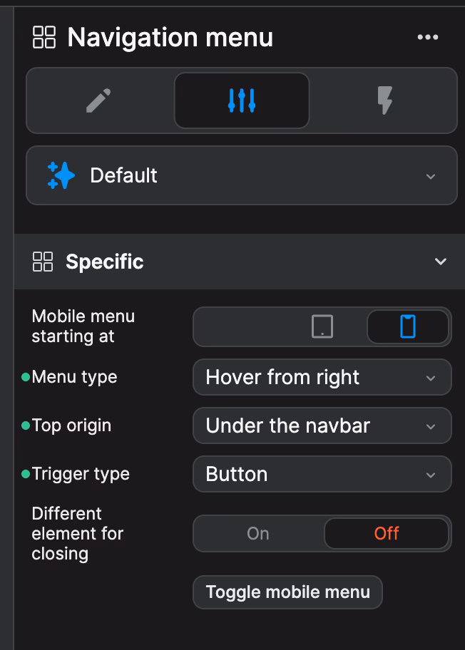 How to set up a Mobile Menu hamburger icon?